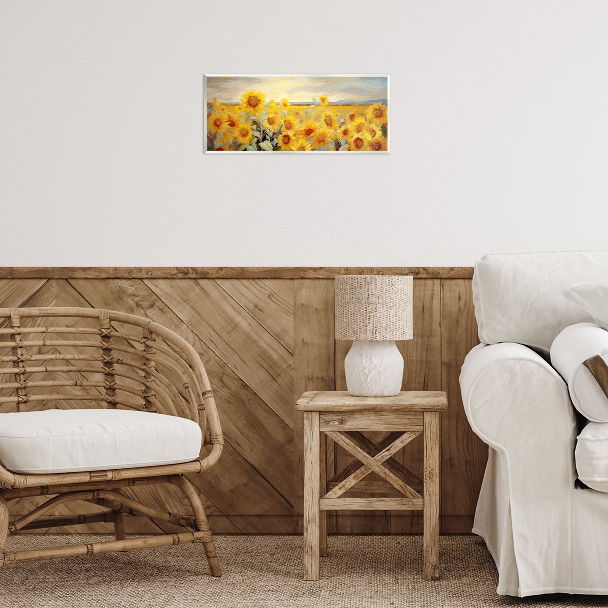 Stupell Industries Panoramic Sunflower Field Landscape & Nature Painting Unframed Art Print Wall Art, 17 x 7