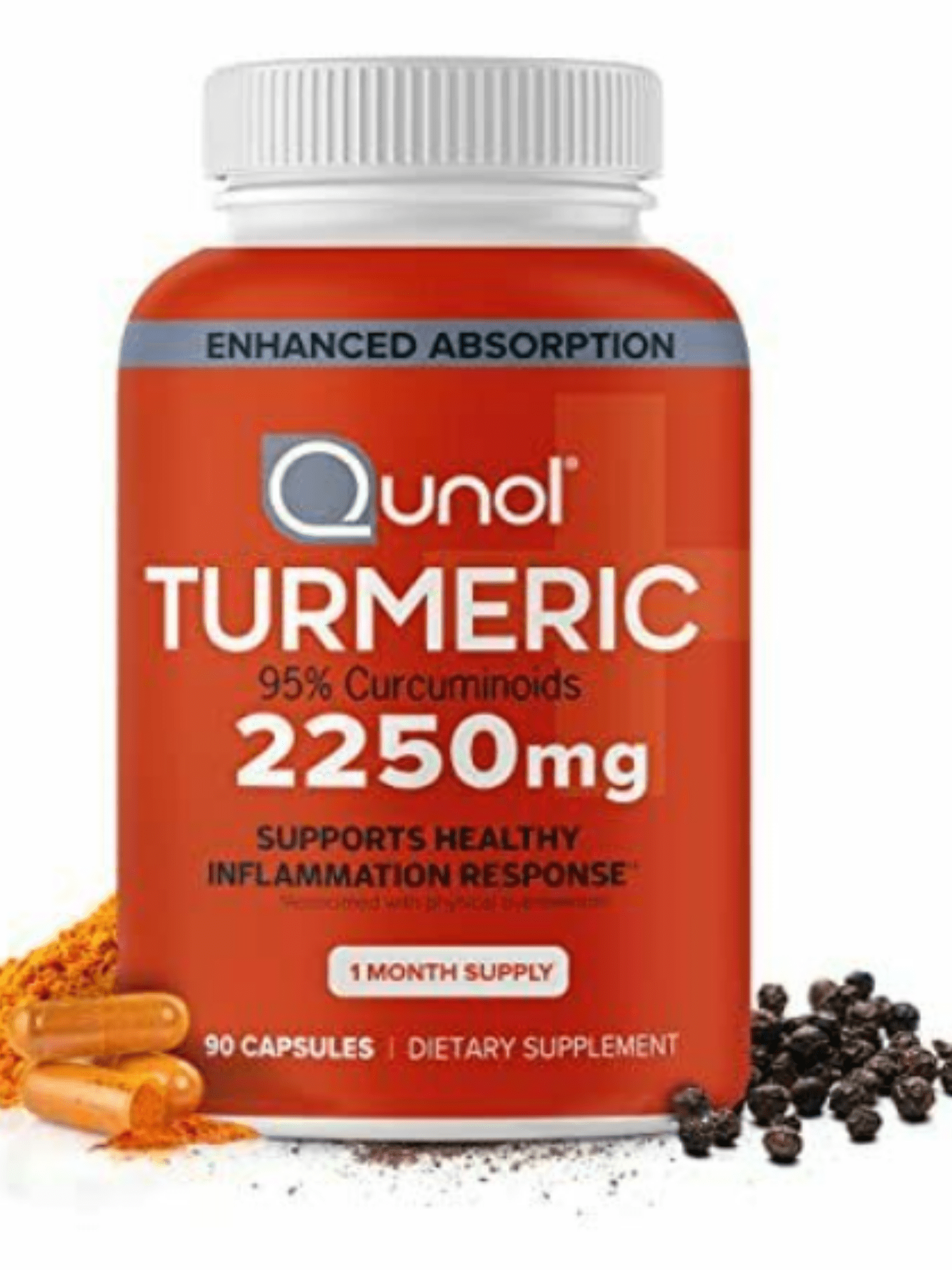 Turmeric Curcumin with Black Pepper, Qunol 2250mg Turmeric Extract with