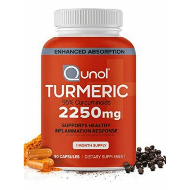 Turmeric Curcumin with Black Pepper, Qunol 2250mg Turmeric Extract with
