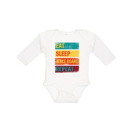 

Inktastic Wakeboarding Eat Sleep Wakeboard Repeat Gift Baby Boy or Baby Girl Long Sleeve Bodysuit
