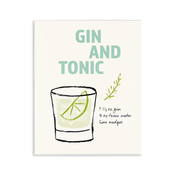 Stupell Industries Gin & Tonic Recipe Food & Beverage Painting Unframed Art Print Wall Art, 11 x 14