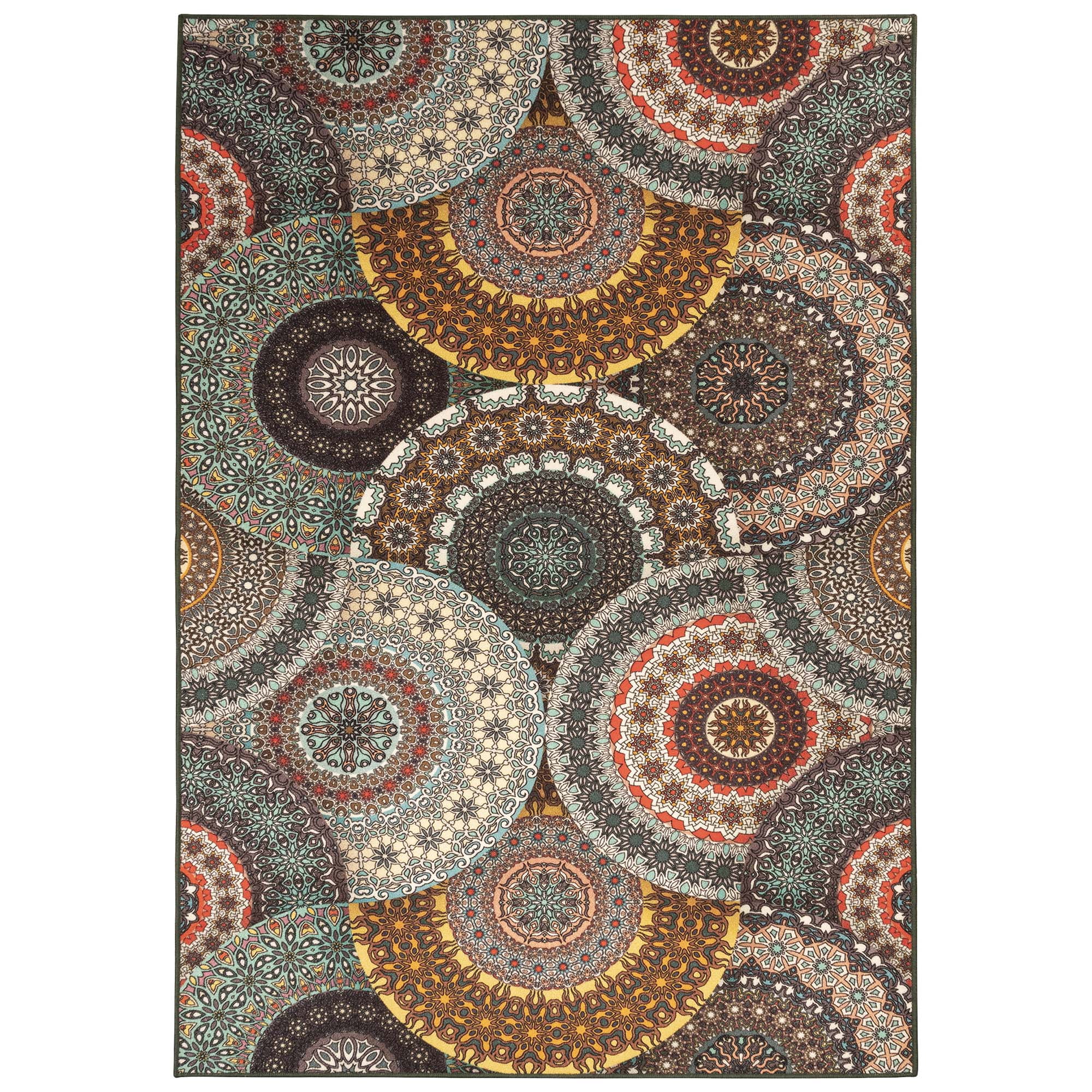 Superior Medallion 5' x 8' Non-Slip Indoor Outdoor Area Rug, Rugs For Living Room Patio Porch, Black
