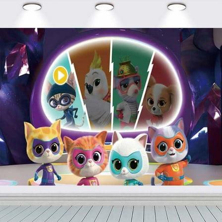 Super Kitties Backdrop Banner Party Supplies Poster Movie Theme Background for Photography Birthday Decorations