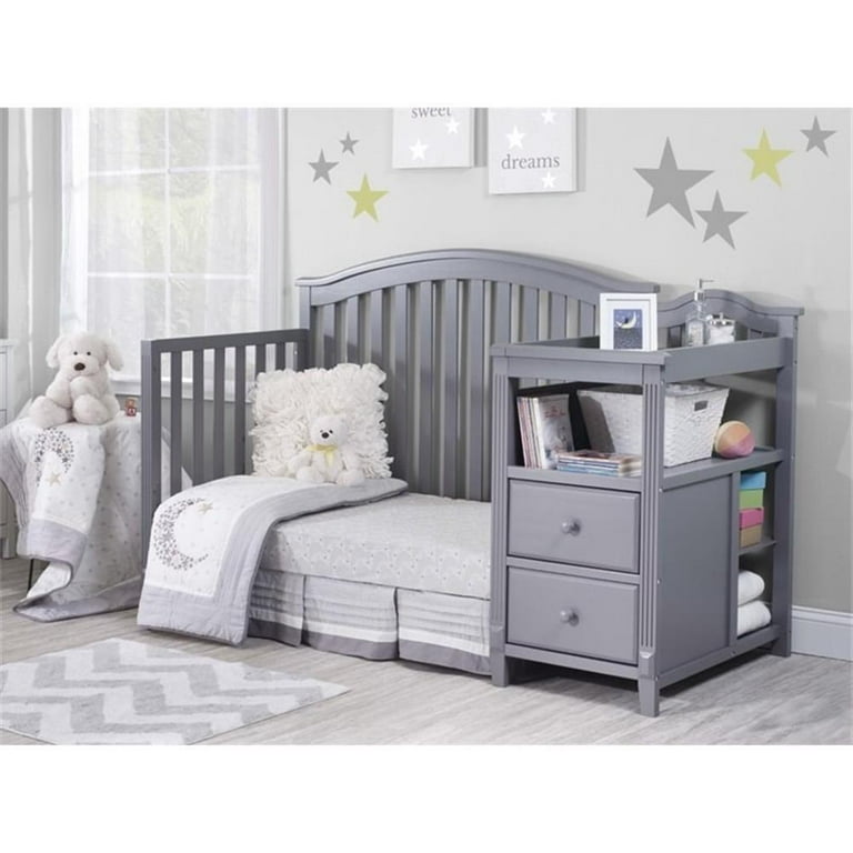 Sorelle Furniture Berkley 4 in 1 Convertible Crib and Changer Gray