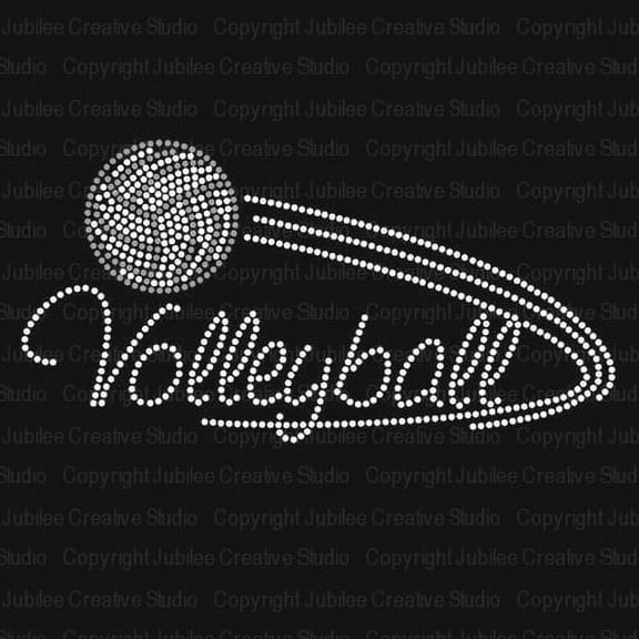 Volleyball Swoosh Iron-on Clear Rhinestone Transfer by JCS Rhinestones