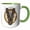 Green/White, variant on 3drose, Coffee Beans and Donut Monogram Initial V, 11oz Two-tone Yellow Mug