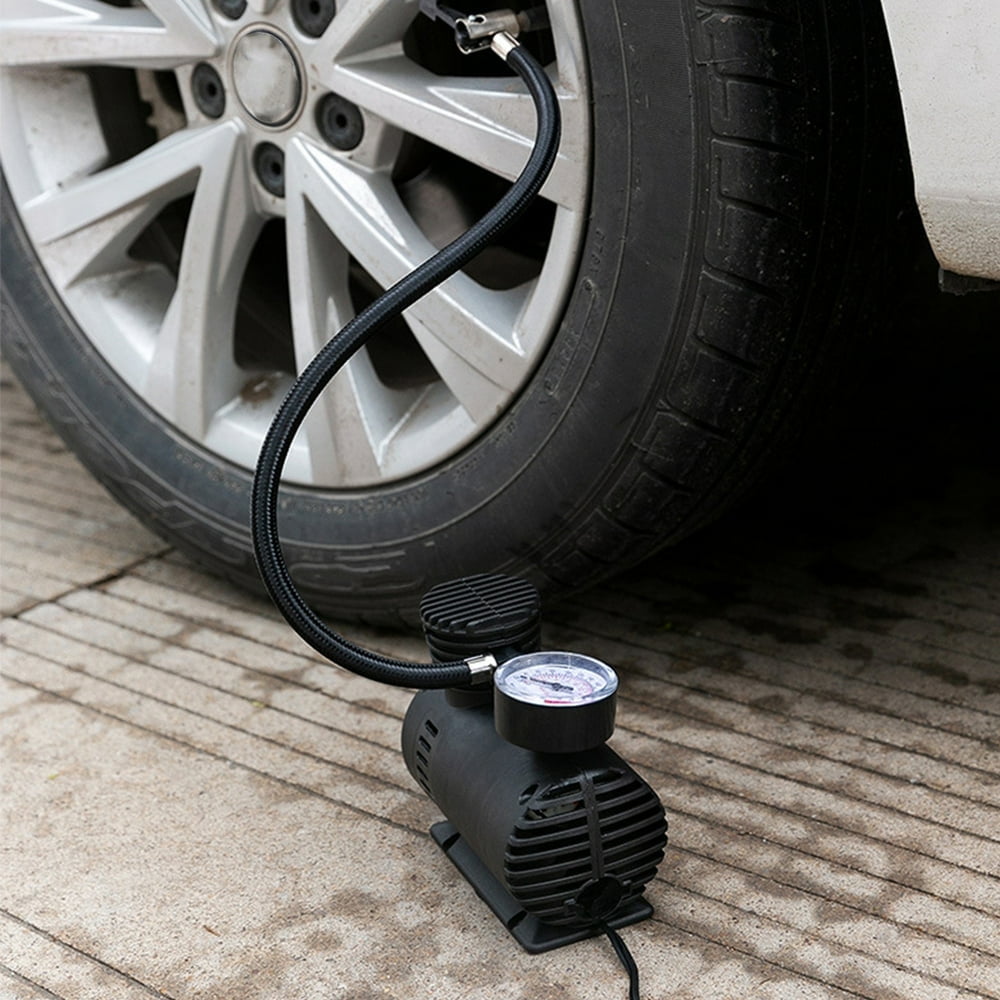 HLONK Fall Savings 12V Portable Compressor Tire Inflator With Mechanical Pressure Gauge Inflator For Car Tires Motorcycle Bike Basketball Clearance