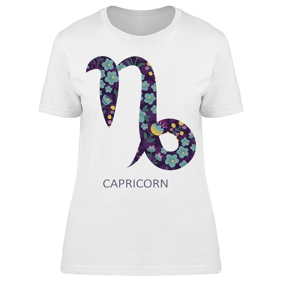 Zodiac Sign Floral Capricorn T-Shirt Women -Image by Shutterstock, Female 3X-Large
