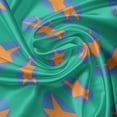 thumbnail image 7 of Ambesonne 90s Valance & Curtain, Stars Pattern Repeating Circles, 55"x36", Dark Orange and Sea Green, 7 of 7
