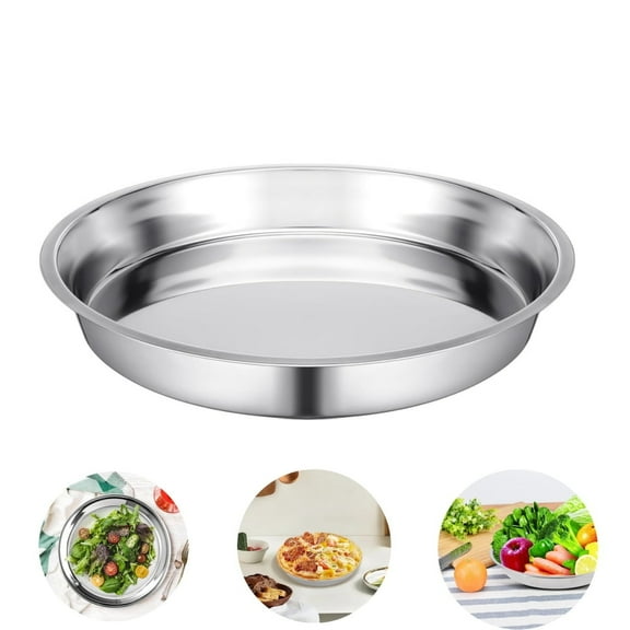 Deep Round Baking Pan,Rustproof Pie Plates,14.2in Non-Stick Stainless Steel Baking Sheet for Home,Durable Pizza Tray for Roasting,Displaying,1pack