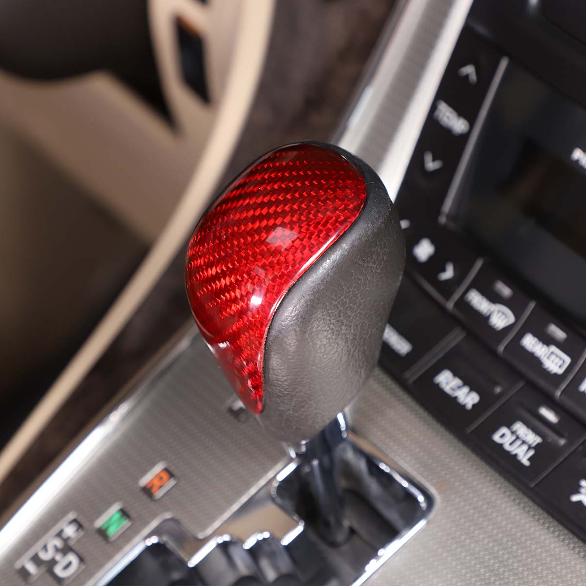 TINKI Real Carbon Fiber Car Gear Shift Knob Head Cover Trim Stickers for Toyota Tacoma 2011 2012 2013 2014 2015 Alpha 2011 2012 2013 2014