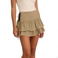 thumbnail image 3 of ZunFeo Womens High Waisted Khaki Skort, Tiered Ruffle Athletic Tennis Skirt with Built-in Shorts for Yoga Workout,Size S, 3 of 5