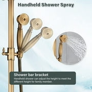 Antique Brass Bathroom Shower Faucet mixer set Rainfall Twin Head kit Tub Spout Exposed