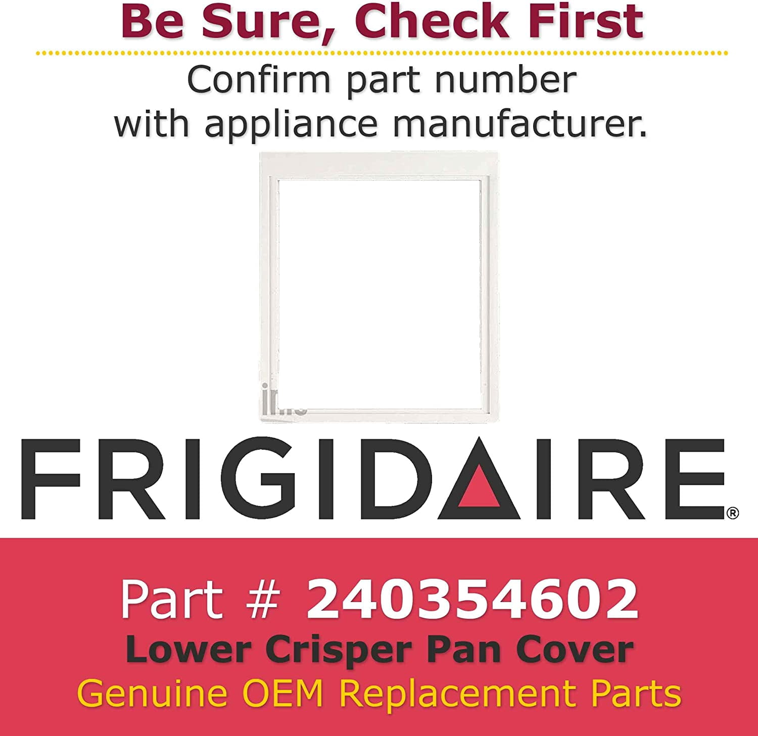 Frigidaire 240354602 Lower Crisper Pan Cover for Refrigerator