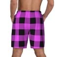 thumbnail image 4 of Gaeub Purple Black Buffalo Plaid Mens Swim Trunks Stretch Beach Shorts Quick Dry for Men Swim Shorts Swimwear with Pockets- Small, 4 of 9