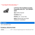 thumbnail image 2 of Left Driver Side Headlight Assembly - Compatible with 2014 - 2015 INFINITI QX50, 2 of 2