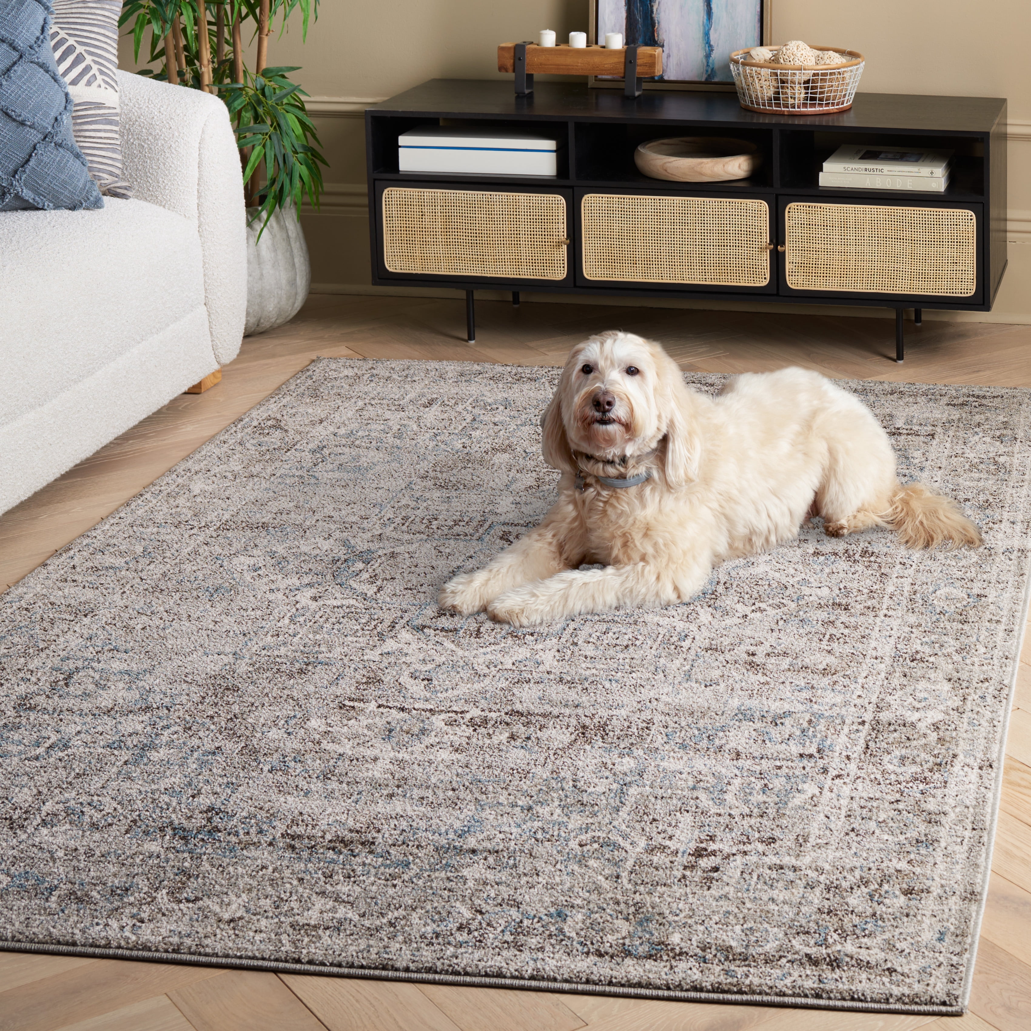 SAFAVIEH Vintage Tabriz Abagail Medallion Area Rug, Gray/Blue, 9' x 12'