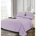 thumbnail image 3 of 1500 Thread Count 6-Piece DAMASK STRIPE Bed Sheet Set, King Eggplant/Purple, 3 of 8