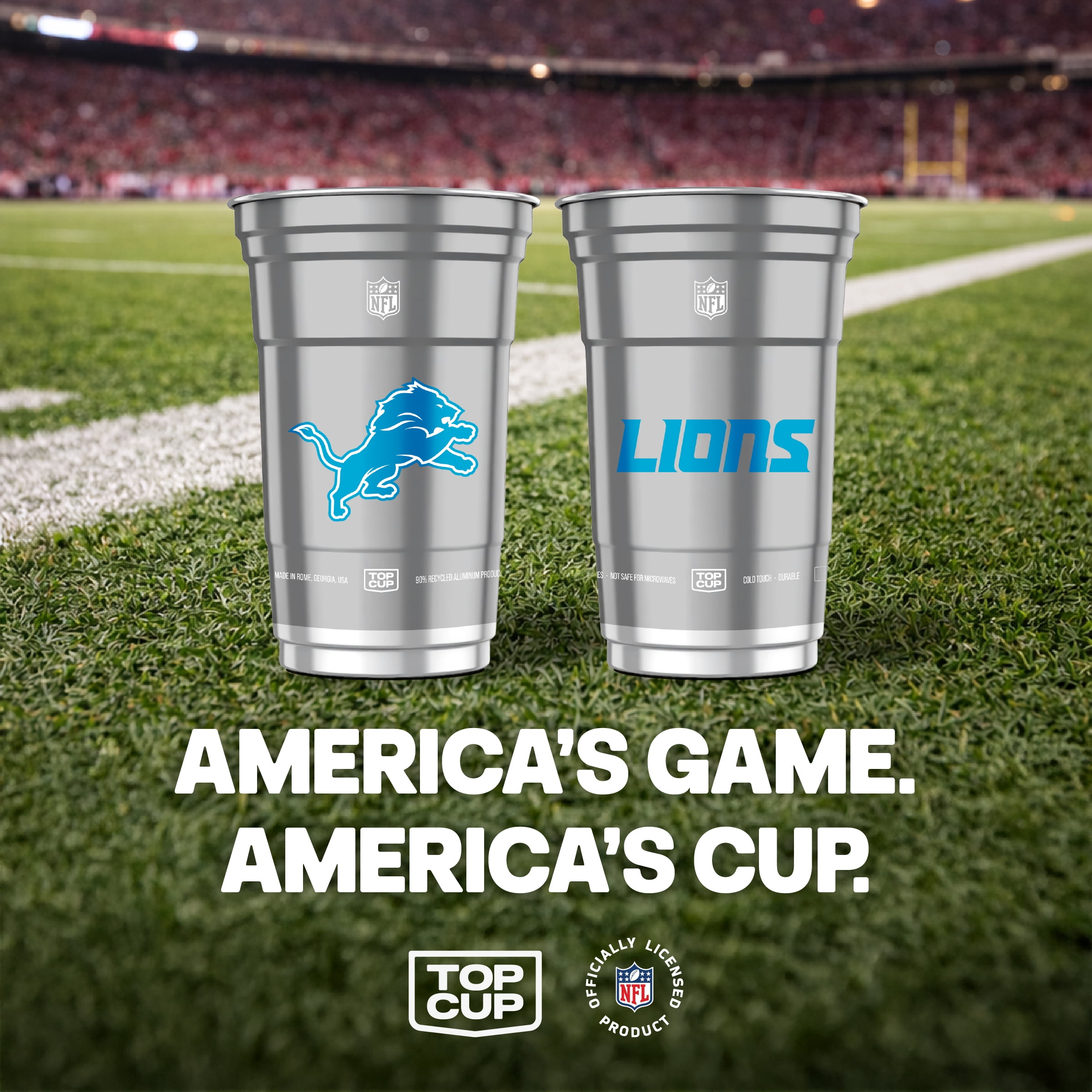Top Cup NFL Detroit Lions Aluminum Party Cups, 20oz, 10 count