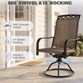thumbnail image 6 of Yardgrace 5-Piece Patio Dining Set Outdoor Furniture, Swivel Textilene Chairs & Square Table, Brown, 6 of 10