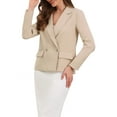 thumbnail image 4 of INSPIRE CHIC Double Breasted Blazer for Women's Notched Lapel Long Sleeve Work Office Suit Jackets XS Beige, 4 of 6