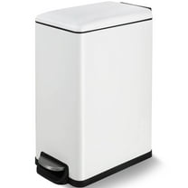 Pirecart 13.2 Gallon Slim Stainless Steel Step on Kitchen Trash Can with Inner Bucket, White