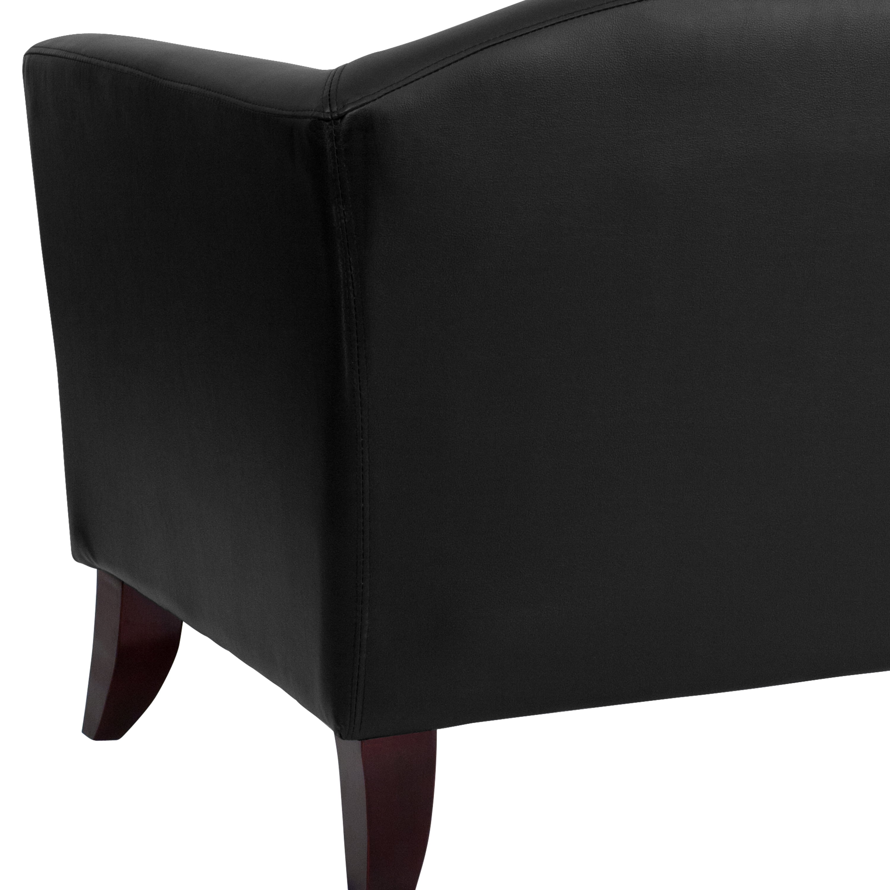 Emma + Oliver Black LeatherSoft Loveseat with Cherry Wood Feet