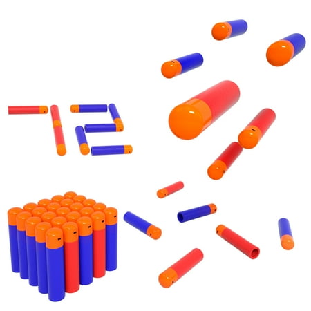 BOROLA 72PCS 9.5CM Hollow Warhead Soft Sponge Foam Filled Dart Bullet Compatible for Nerf Mega Series Blaster (Blue+Red)