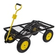 thumbnail image 3 of Push Pull Outdoor Garden Cart, Tool Wagon Cart with Steering Range Handle and 4 Wheels, Metal Utility Wagon Truck with Removable Mesh Fence for Grocery Camping Shopping Sports, 3 of 8