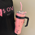thumbnail image 4 of Taza de vacío de acero inoxidable con relieve tridimensional, ligera, de lujo, de gran capacidad, con pajita, 4 of 5
