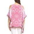 thumbnail image 2 of Sakkas Saanvi Printed Draped Short Sleeve Strap Cutout Shoulder V-Neck Kaftan Top - MM114-Multi - 1X/2X, 2 of 5