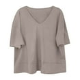 thumbnail image 3 of SHITINN Women's Tops Casual Solid Color Short Sleeve V Neck T Shirt Womens Short Sleeve Tops Womens Summer Outfits, 3 of 4