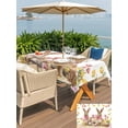 thumbnail image 4 of Easter Bunny Eggs Outdoor Tablecloth - 52x70 Inch Rectangle Dining Table Cover, Spring Tulips Rustic Rabbits Colorful Plaid Waterproof Outdoor Table Cloth with Umbrella Hole & Zipper for Picnic/Patio, 4 of 7