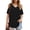 Black, variant on Women's Shirts Cold Shoulder Tops Summer Short Sleeve V Neck Loose Fit T Shirt Basic Black Tee Blouse