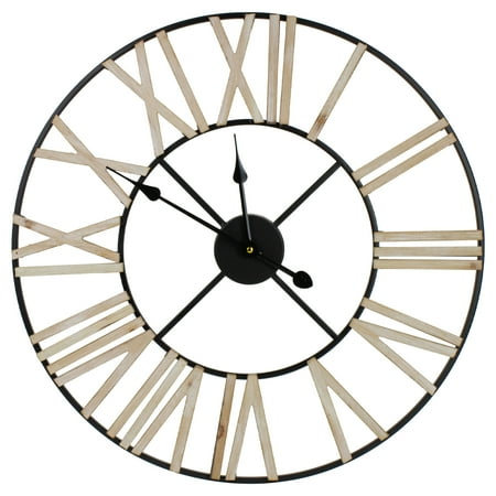 24 Roman Numeral Round Wall Clock with Metal Frame