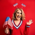 thumbnail image 4 of Patriotic Headband, 4th of July Head Boppers - Red White Blue Headpiece,USA Flag Headbands for Independence Day Party Favors Fourth of July Party Accessories, Memorial Day Headbands, 4 of 4