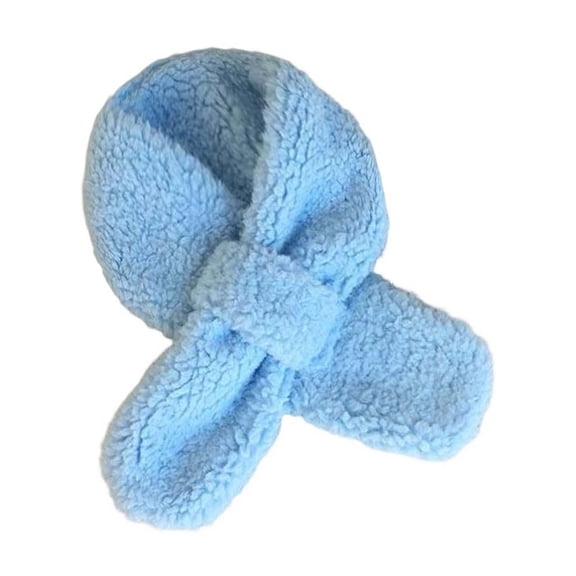 Blue Kids Solid Color Scarf With Fleece For Winter And Daily Use With Free Size Length 76 Cm Width 10 Cm