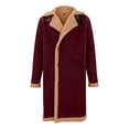 thumbnail image 3 of ManxiVoo Winter Coats for Men Leather and Integrated Men's Coat Thickened Faux Jacket Artificial Long Coat Jackets for Men Red XXXXL, 3 of 4