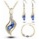 thumbnail image 1 of Conjunto De Collar, Aretes Y Brazalete Con Cristales Color Azul Oscuro Malubero Malu1694, 1 of 3