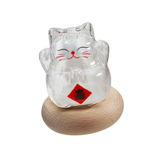 Tarro de cristal con forma de gato de la suerte, bonito, decorativo, creativo, transparente, mini. Estilo A