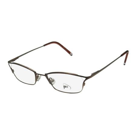 New Jazz 181 Mens/Womens Designer Full-Rim Brown Casual Budget Contemporary Hard Case Frame Demo Lenses 49-19-140 Spring Hinges Eyeglasses/Eyeglass Frame