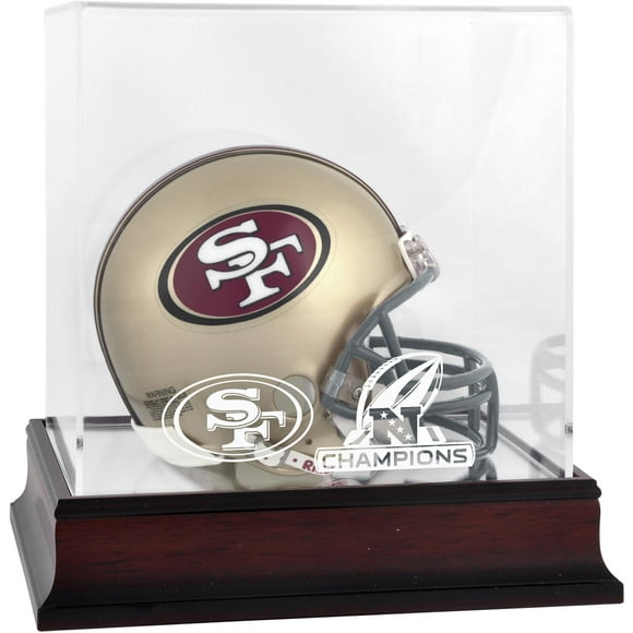 Mini Football Helmet Display Case - Clear Acrylic Case With Black Base & Mirrored Back | Collectible Helmet Showcase (Case Only)
