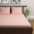 thumbnail image 2 of 100% Pure Cotton Double Bedsheet For Queen With 2 Pillow Covers - 87 X 100 Inches, Orange & White | Soft & Durable For Everyday Use & Bedroom - All Season Comfort, 2 of 4