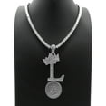 thumbnail image 3 of iJewelry2 Kings and Queens Crowned Initial Letter L Pendant Silver-tone CZ Tennis Chain Necklace 18'', 3 of 3