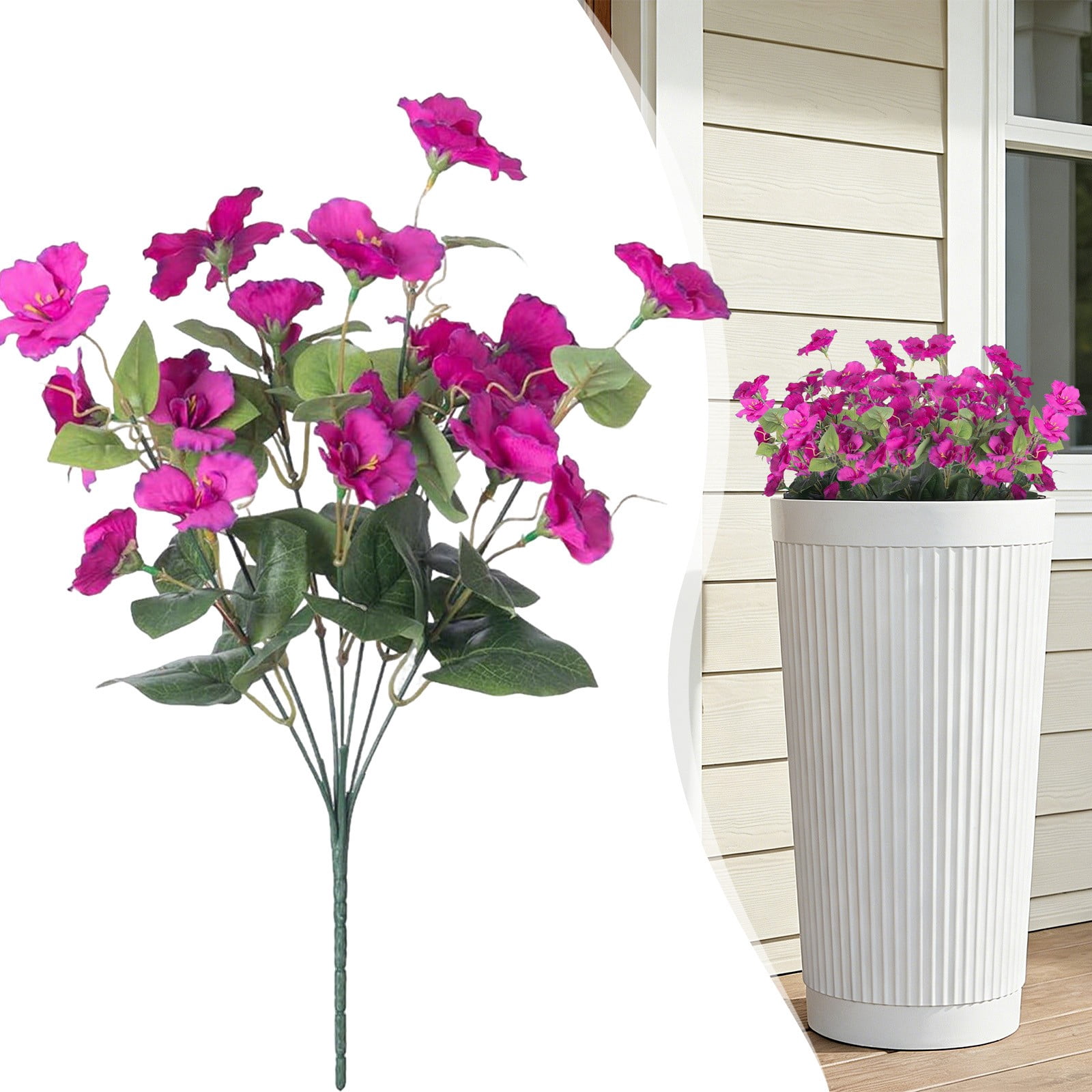 KUMHONW Artificial Flowers for Outdoors Fake Hanging Decoration,7Pcs hibiscus flowers Spring Decor,Realistic Plants,UV & Fading Resistant Silk Flower for Porch Patio Balcony Planter Yard