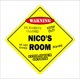 thumbnail image 1 of Letrero De Habitación De Nico Crossing Zone Xing Para Interior/Exterior, Letrero De Plástico De 12 Pulgadas De Alto, Decoración Para Dormitorio De Niños, Puerta, Nombre De Niño Y Niña, 1 of 1