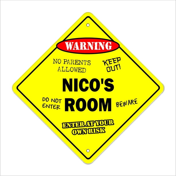 Letrero De Habitación De Nico Crossing Zone Xing Para Interior/Exterior, Letrero De Plástico De 12 Pulgadas De Alto, Decoración Para Dormitorio De Niños, Puerta, Nombre De Niño Y Niña