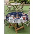 thumbnail image 3 of Outdoor Tablecloth with Umbrella Hole and Zipper, Navy Blue Snowman Christmas Round Table Cloth 54 Inch Waterproof Tablecloth, Xmas Snowflake Winter Ball Picnic Table Cover for Patio Camping, 3 of 7