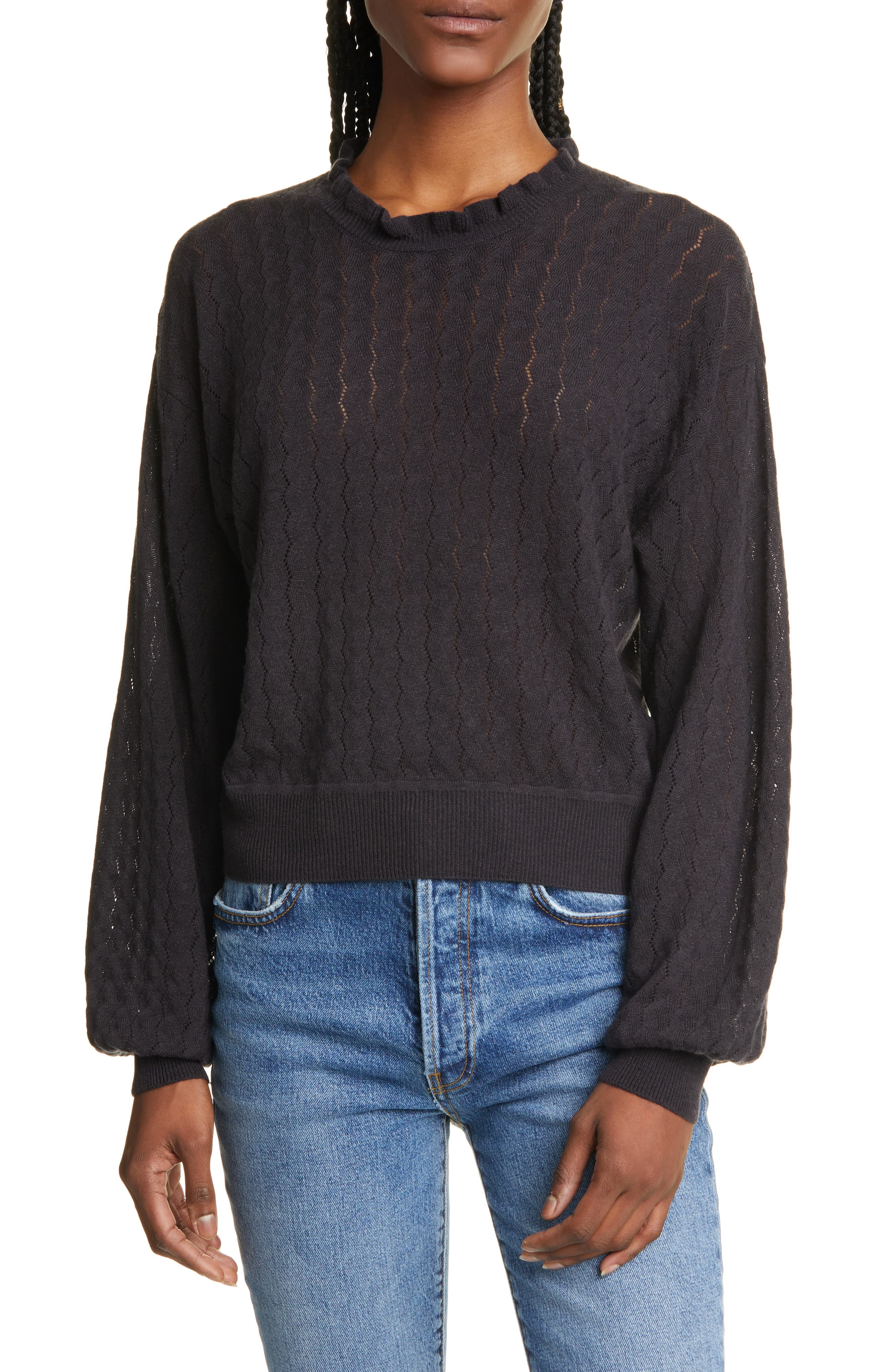 Joie CAVIAR Hadar Pointelle Wool-Blend 
