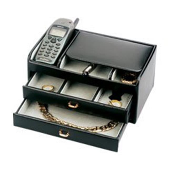 Leather Dresser Valet With 2 Drawers Black